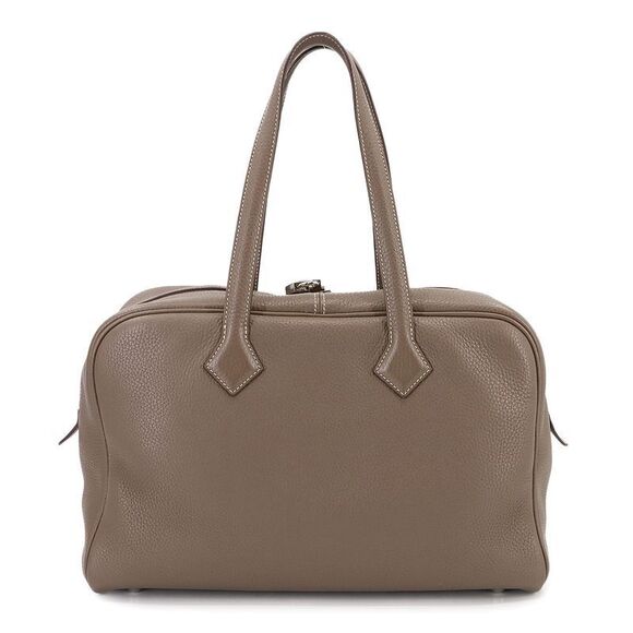 Hermes Victoria 2 35 Hand Bag Taurillon Cles Mance Etoupe T Engraved Silver - Picture 2 of 9